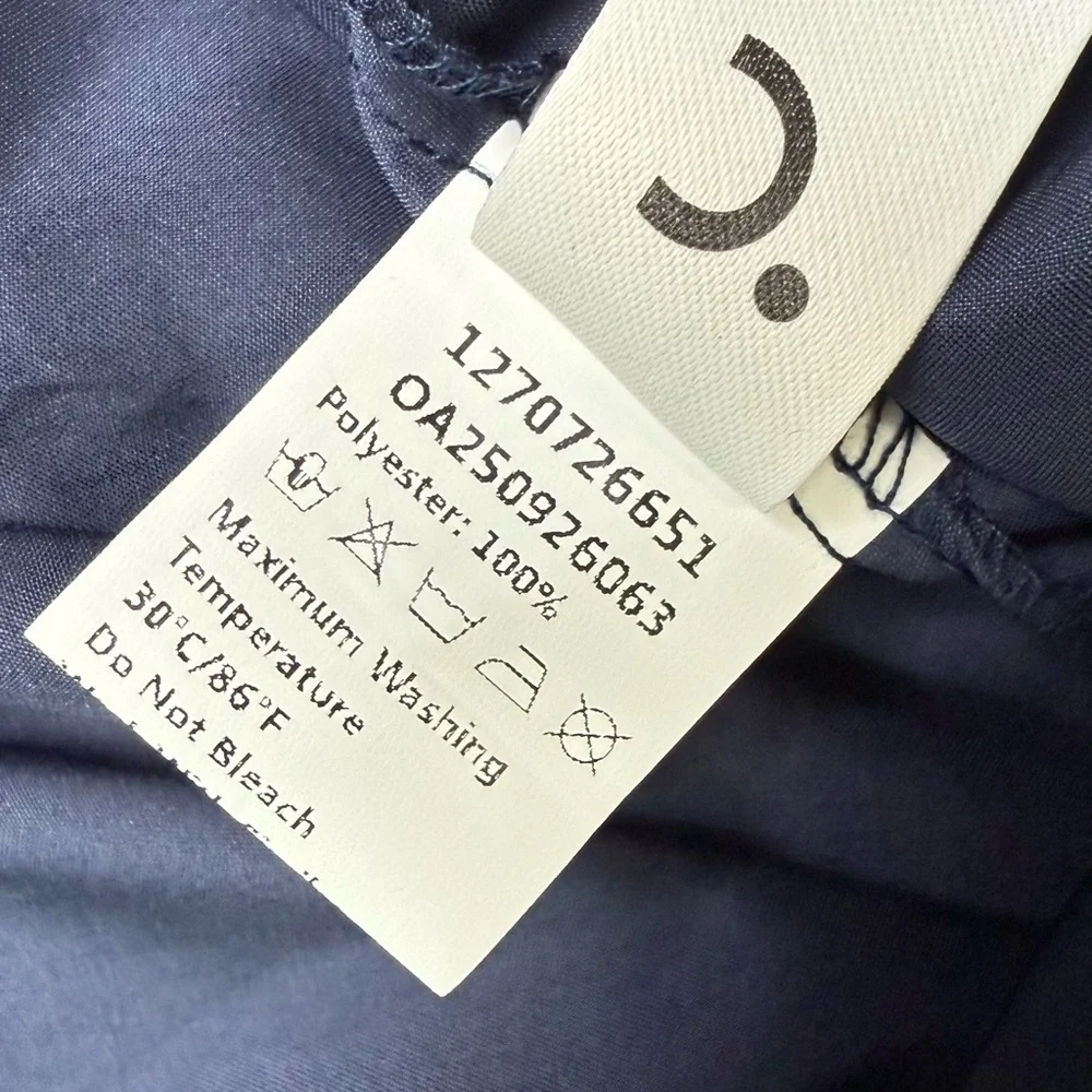 Commense Navy Satin Cross Neck Tiered Mini Dress  Cocktail Party Medium NWT - Picture 8 of 9